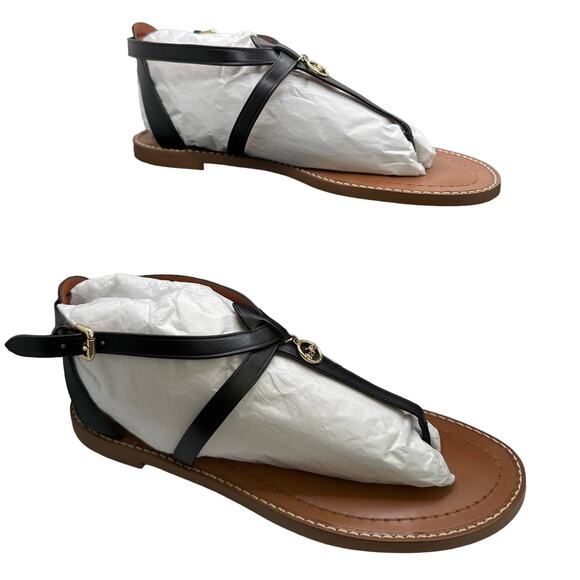 NIB COACH Shoulder Lydia Sandals Black Leather Size 6.5B - Picture 2 of 10